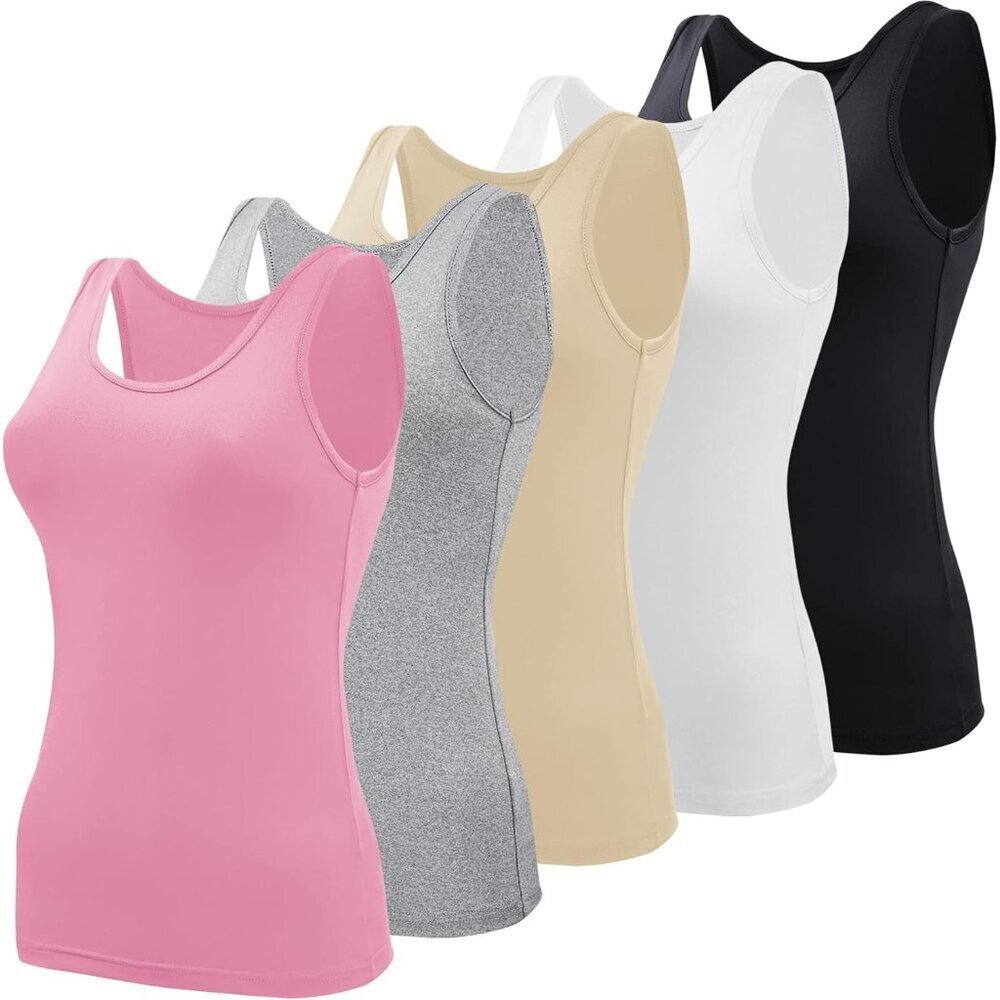 Women's Basic Tank Tops 5 Pack Polyester Spandex S-XXL Casual Underwear